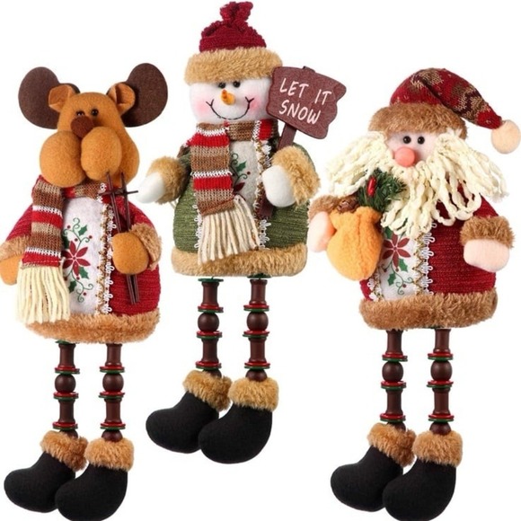Sumind 3-Piece Christmas Santa Claus, Snowman & Reindeer Ornament Set - Long Leg - Picture 1 of 6